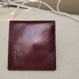YSL Yves Saint Laurent Burgundy Leather Slim Wallet